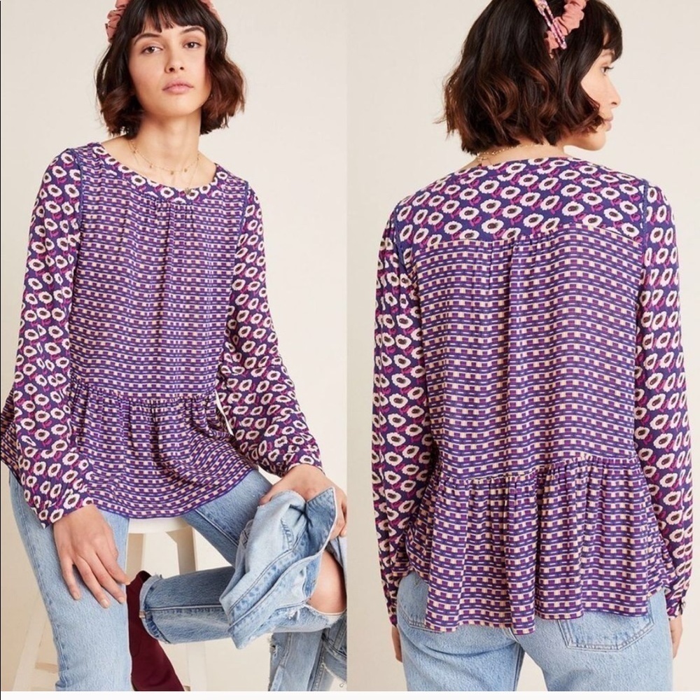 Maeve cheyenne peplum Blouse Athropologie